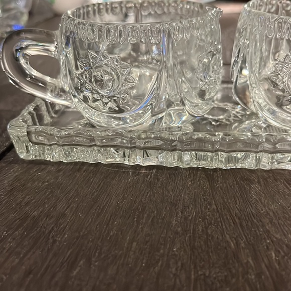 Crystal Cream and Sugar Bowl on Serving Dish - Picture 6 of 7
